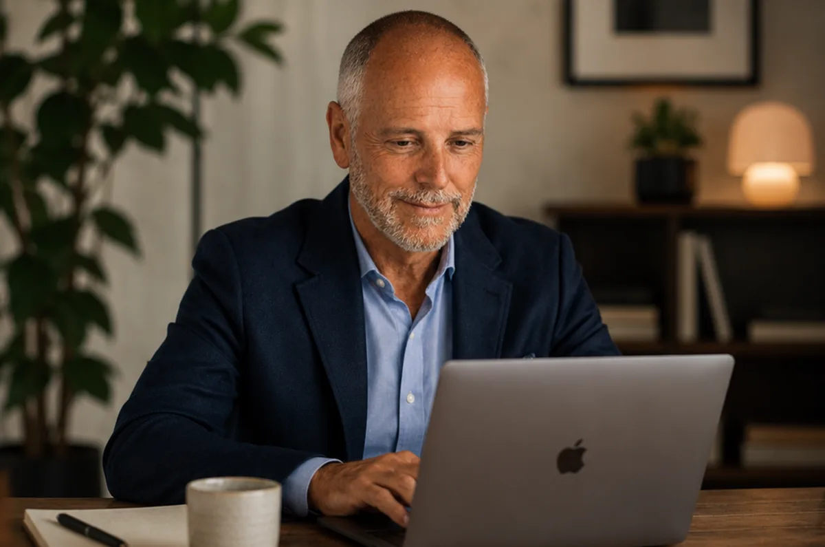 Claus Bentsen arbejder ved sin laptop